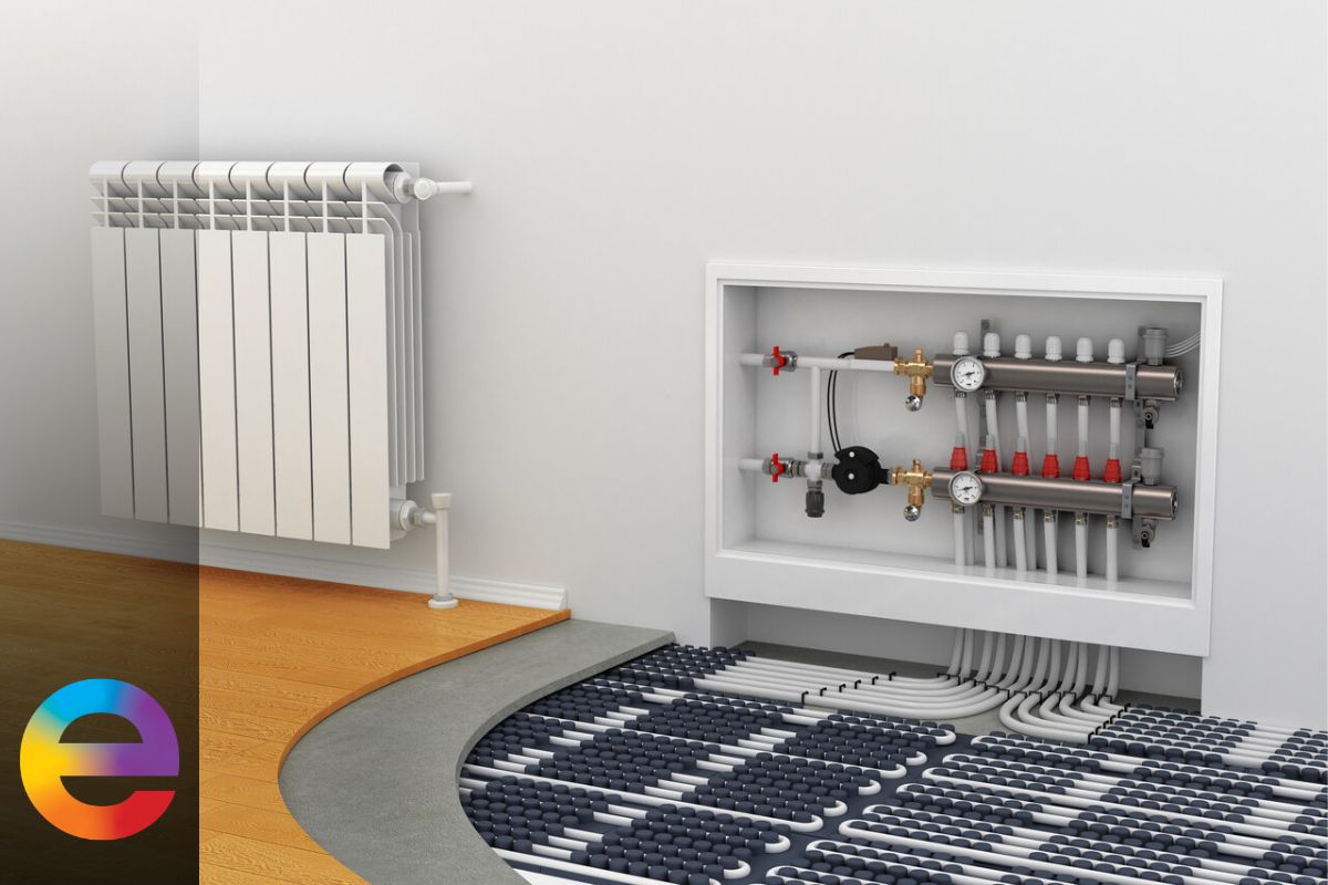 Radiator cu pompă de căldură cu temperatură scăzută și încălzire prin pardoseală.